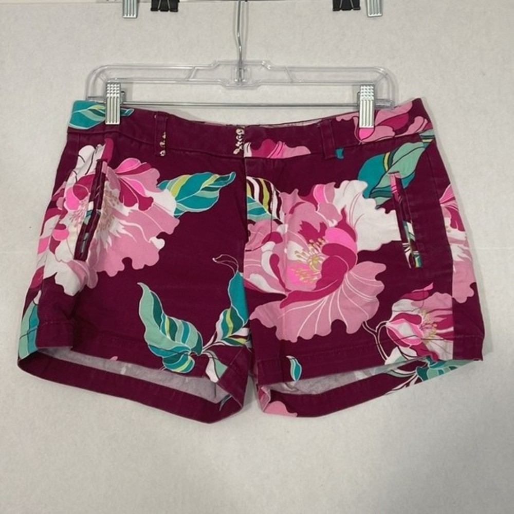 Stylus Shorts with Pockets, Cotton Dark Pink with Multicolor Floral, 6